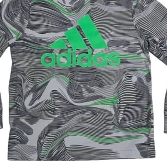 adidas Boys' Long Sleeve Warped Camo Allover Print Tee Long Sleeves Size 5 - Picture 3 of 7